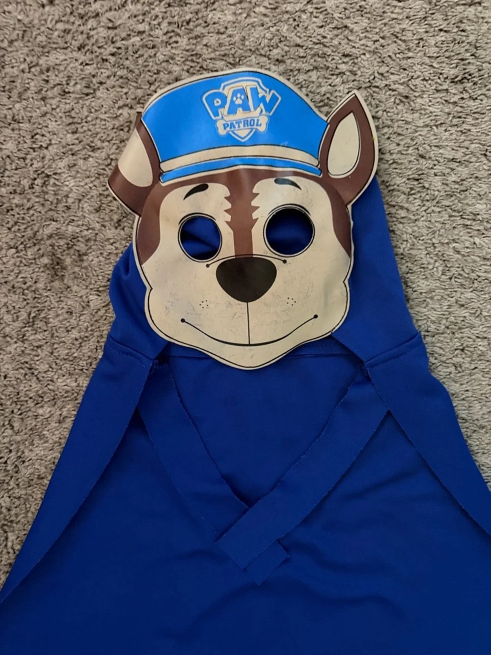 Paw Patrol Blue Chase Hooded Cape with Mask Ryder and pups on back of cape too